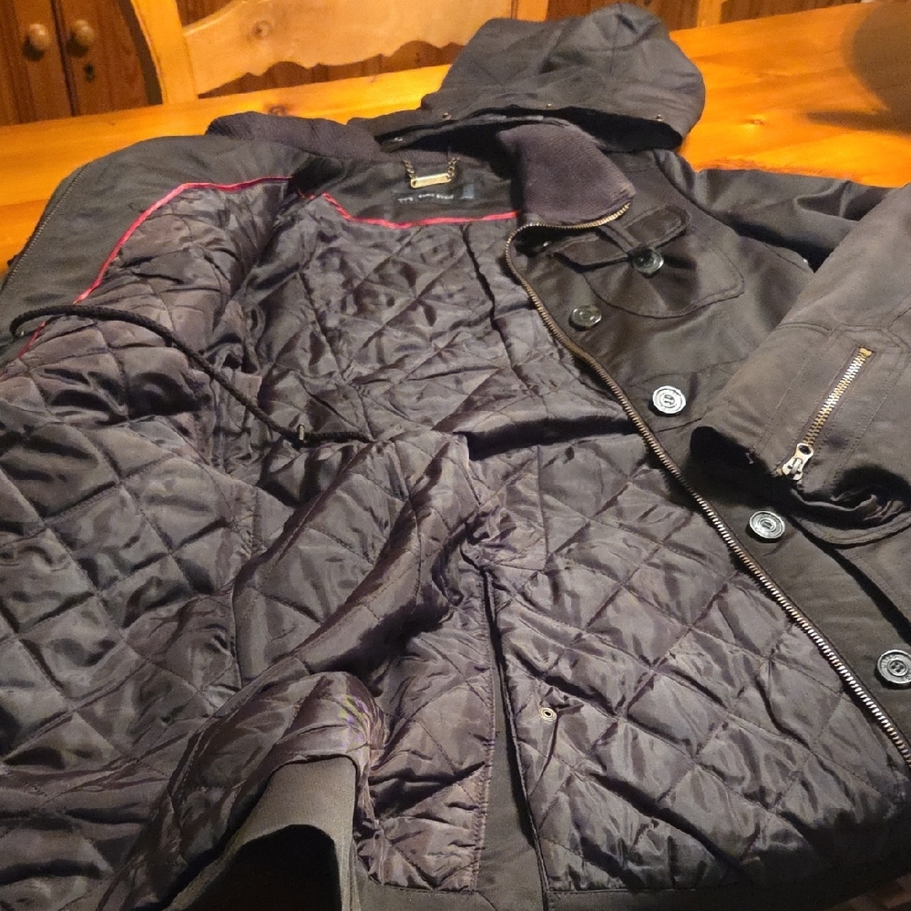 Zara Basic Jacket Deep Brown Hooded Jacket with Z… - image 2